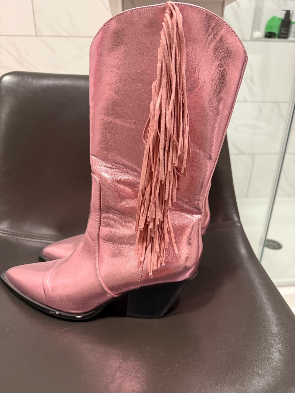 Pink Fringe Western Boot - Women's Fashion Boots